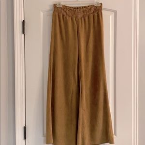 EARTHBOUND camel suede wide leg pants